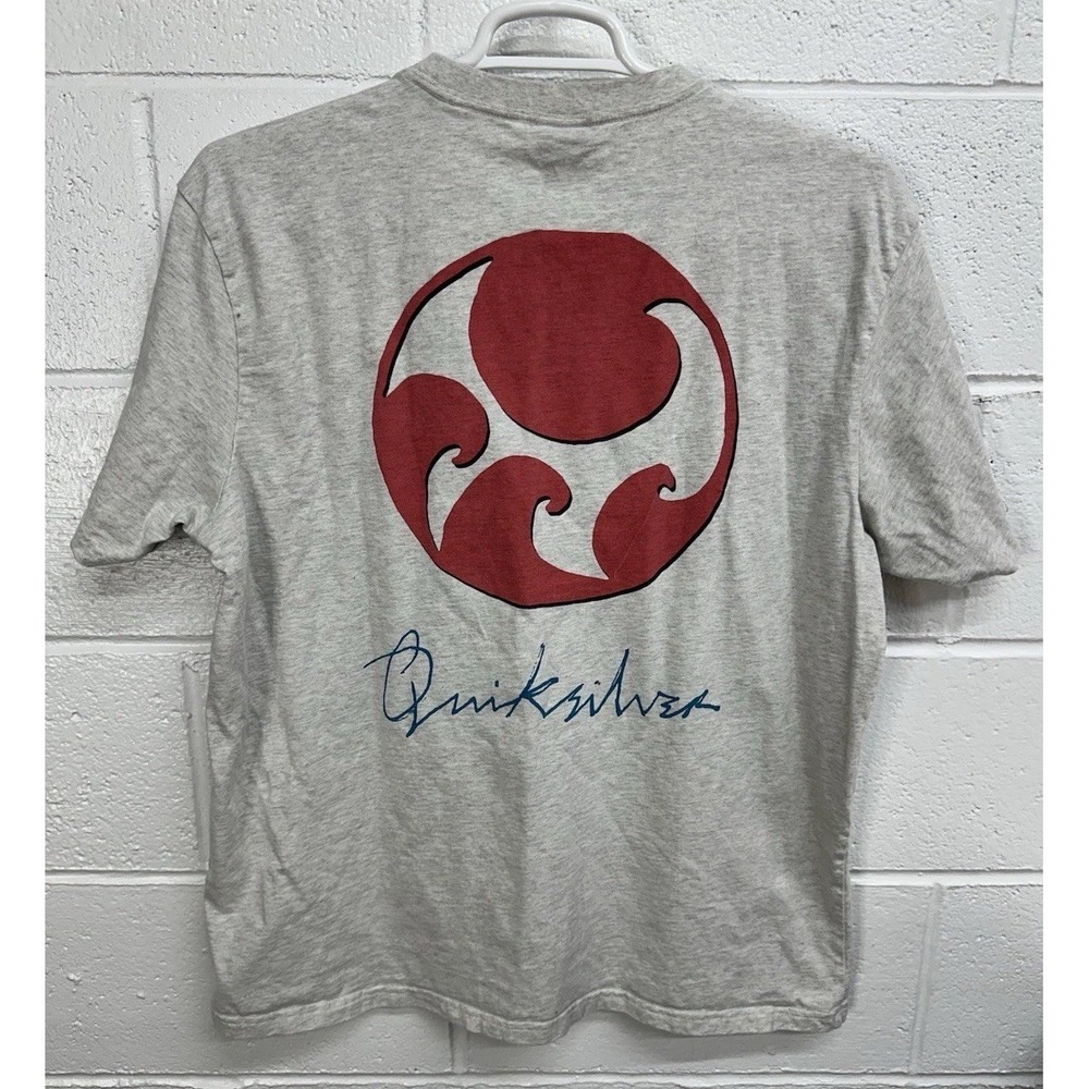 Quicksilver Retro Logo Spell Out Short Sleeve Gray T-shirt / Men's XL
